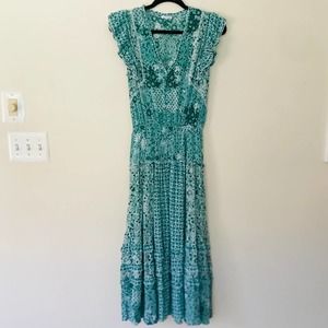 Poupette St. Barth Green Floral Maxi Dress Women's Size S